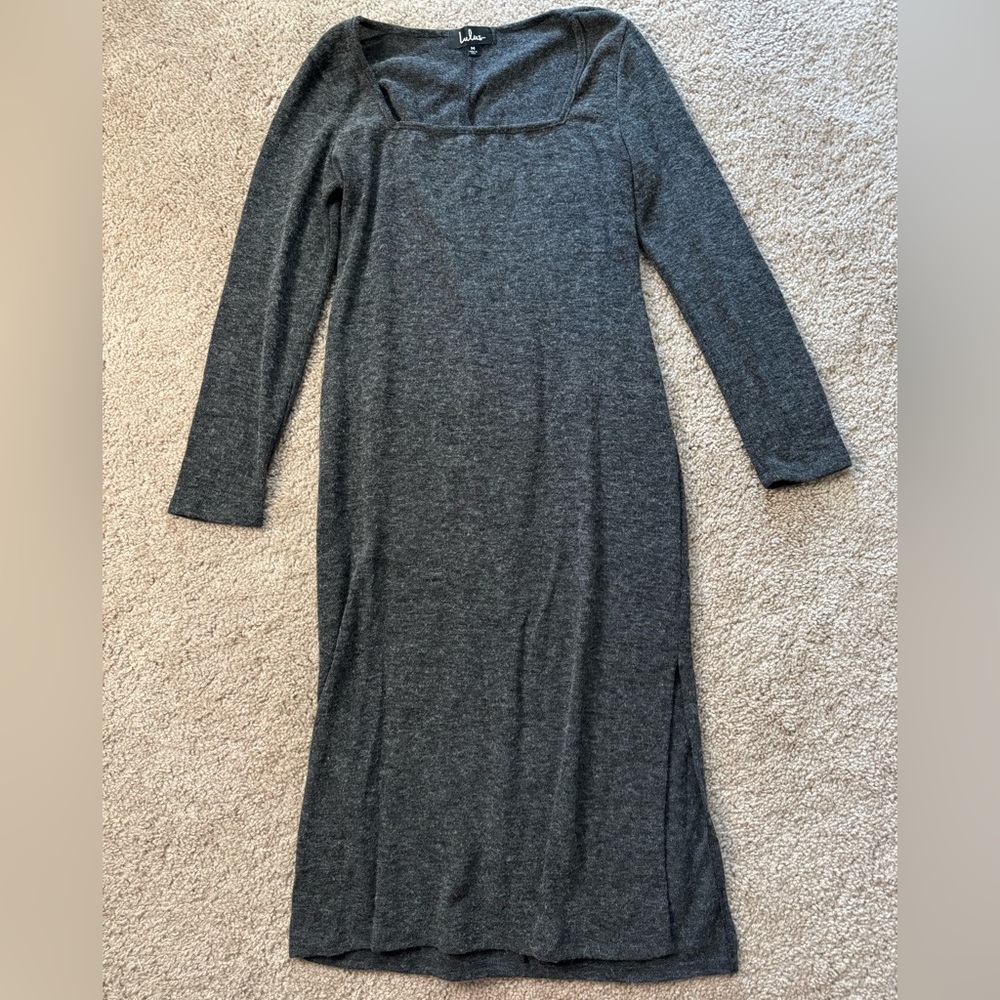 Lulu's Charcoal Long Sleeve Dress